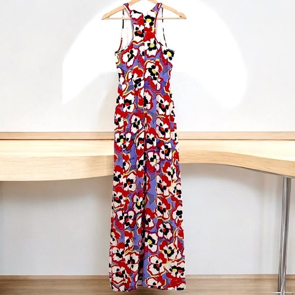 YUMI KIM Chelsea Pansy Floral Pure Silk Racerback Maxi Dress - Picture 10 of 15